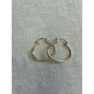 Silver Oval Hoop 1 Inch Earrings, Stamped "926," Classic, Minimalist